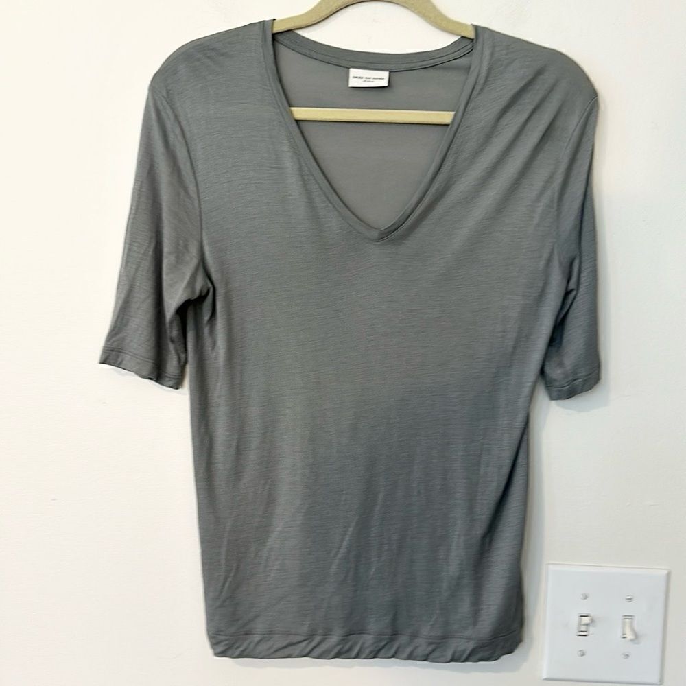 Dries Van Noten Sage V-Neck Top M
